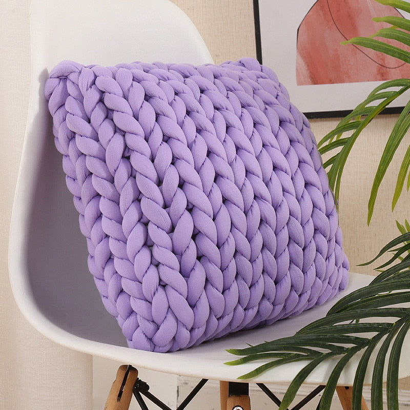 Square Chunky Wool Pillow Handmade Knitting Cushions INS Nordic Braided Cushion For Kids Room Decoration Sofa Bed Throw Pillows - Andrea's Home