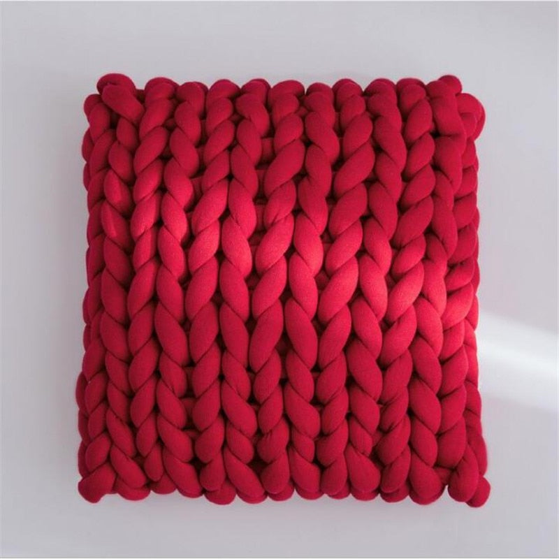 Square Chunky Wool Pillow Handmade Knitting Cushions INS Nordic Braided Cushion For Kids Room Decoration Sofa Bed Throw Pillows - Andrea's Home