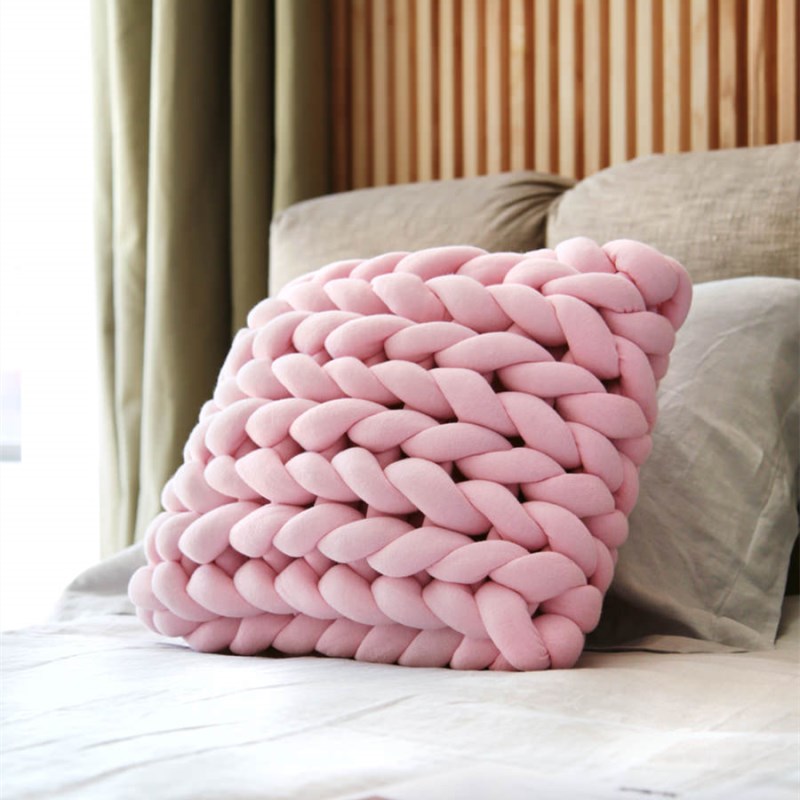 Square Chunky Wool Pillow Handmade Knitting Cushions INS Nordic Braided Cushion For Kids Room Decoration Sofa Bed Throw Pillows - Andrea's Home