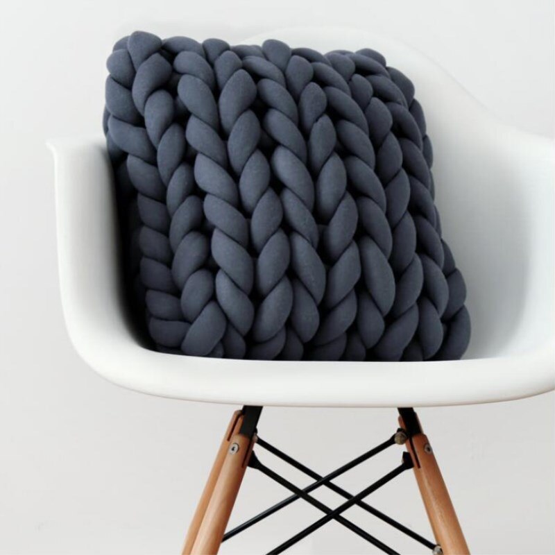 Square Chunky Wool Pillow Handmade Knitting Cushions INS Nordic Braided Cushion For Kids Room Decoration Sofa Bed Throw Pillows - Andrea's Home