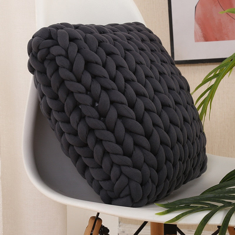 Square Chunky Wool Pillow Handmade Knitting Cushions INS Nordic Braided Cushion For Kids Room Decoration Sofa Bed Throw Pillows - Andrea's Home