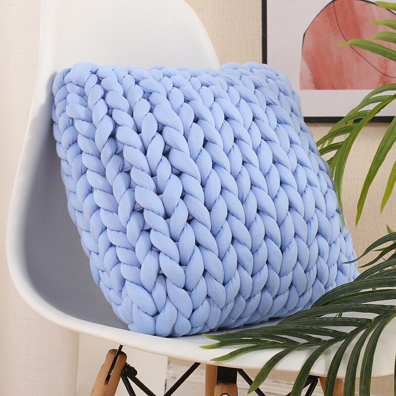 Square Chunky Wool Pillow Handmade Knitting Cushions INS Nordic Braided Cushion For Kids Room Decoration Sofa Bed Throw Pillows - Andrea's Home