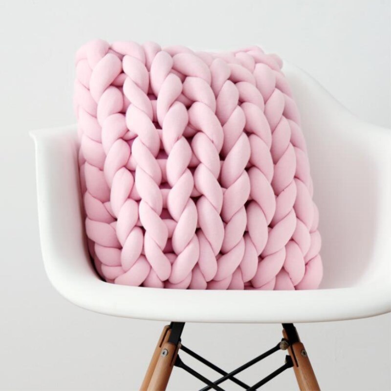 Square Chunky Wool Pillow Handmade Knitting Cushions INS Nordic Braided Cushion For Kids Room Decoration Sofa Bed Throw Pillows - Andrea's Home