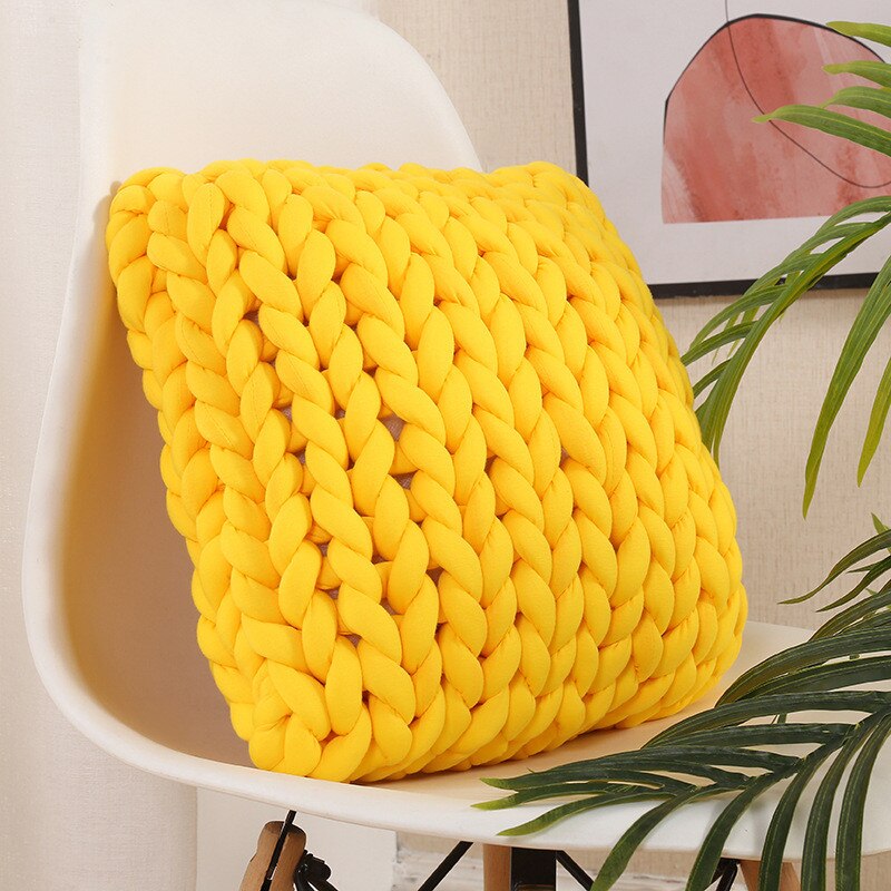 Square Chunky Wool Pillow Handmade Knitting Cushions INS Nordic Braided Cushion For Kids Room Decoration Sofa Bed Throw Pillows - Andrea's Home