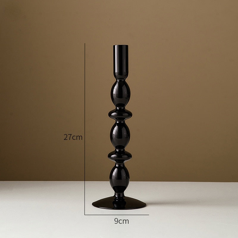 RICA- Black Retro Glass Candle Holders - Andrea's Home