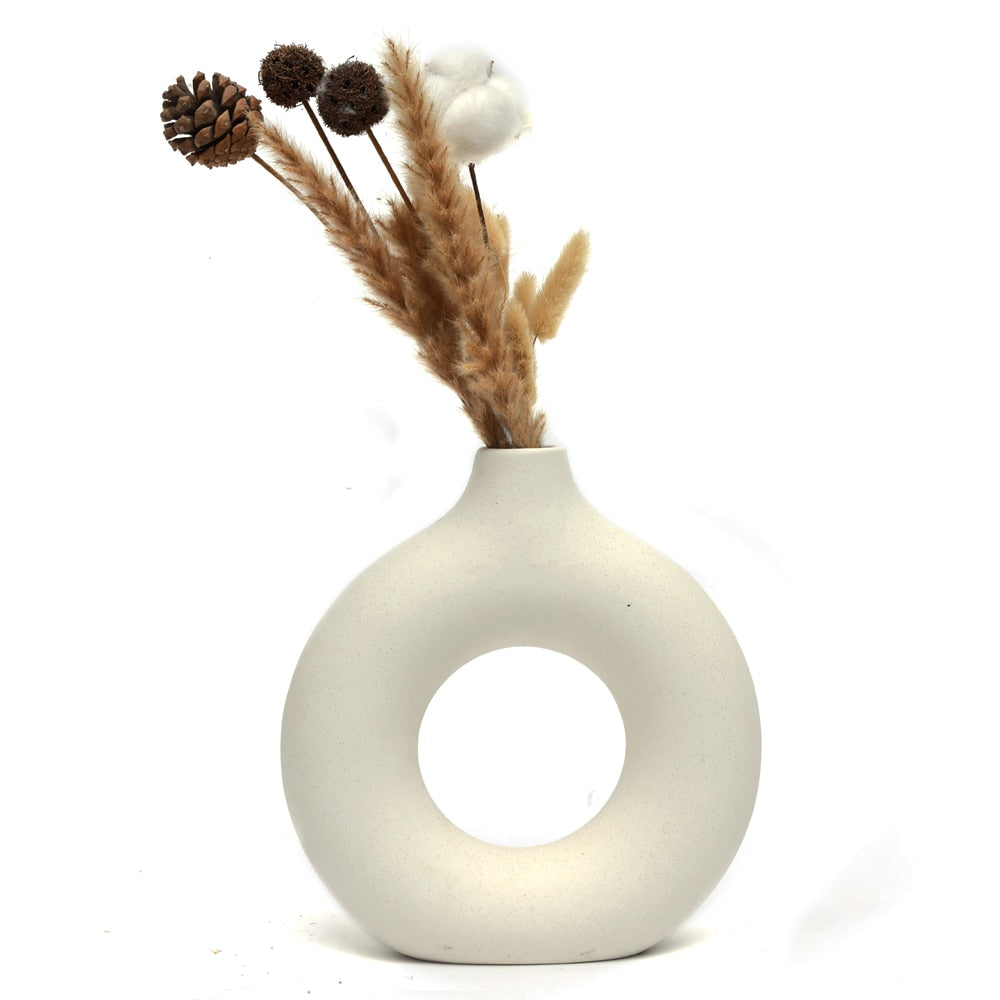 CELINE-Hollow Ceramic Donuts Flower Pot - Andrea's Home