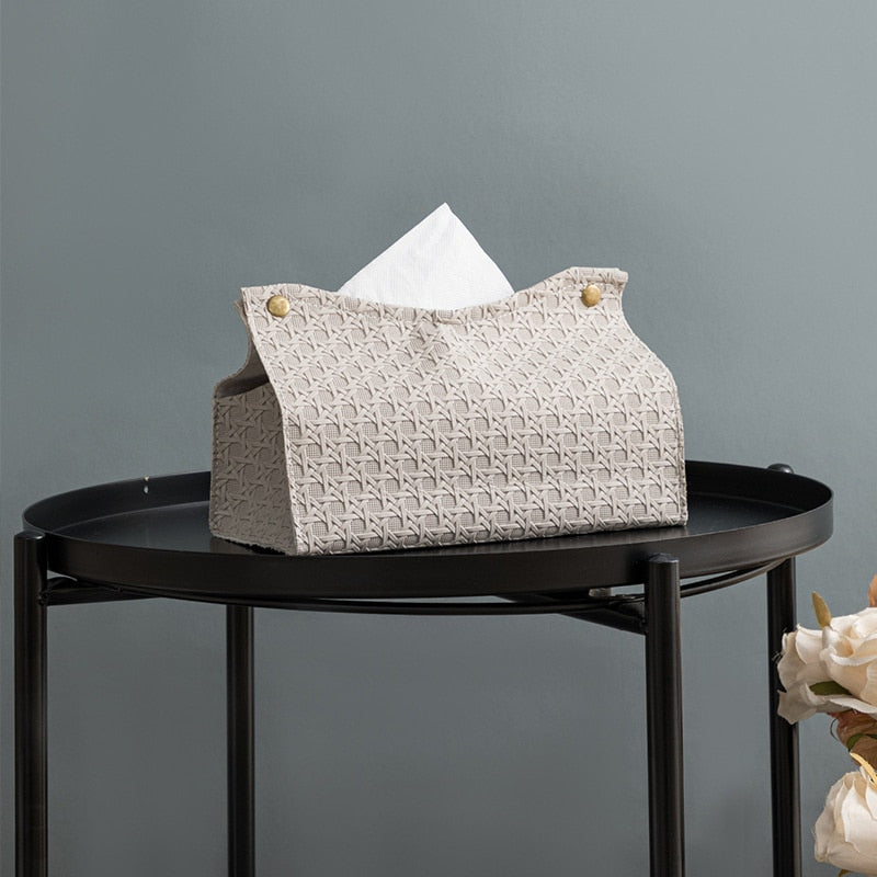 TERRY-Leather Tissue Box - Andrea's Home