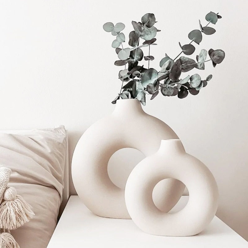 CELINE-Hollow Ceramic Donuts Flower Pot - Andrea's Home