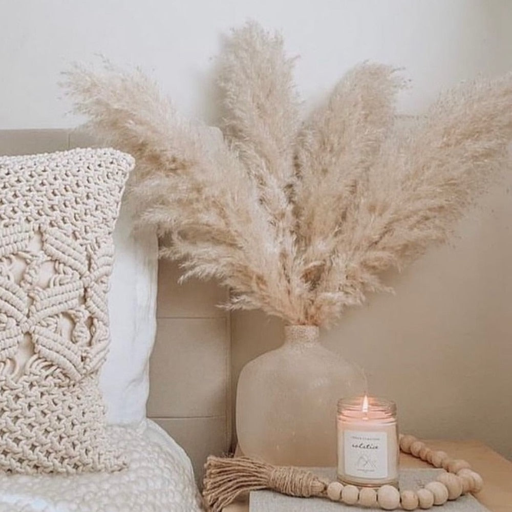 FEATHER-Pampas Grass Large Beige Fluffy Natural Dried Flower Bouquet - Andrea's Home