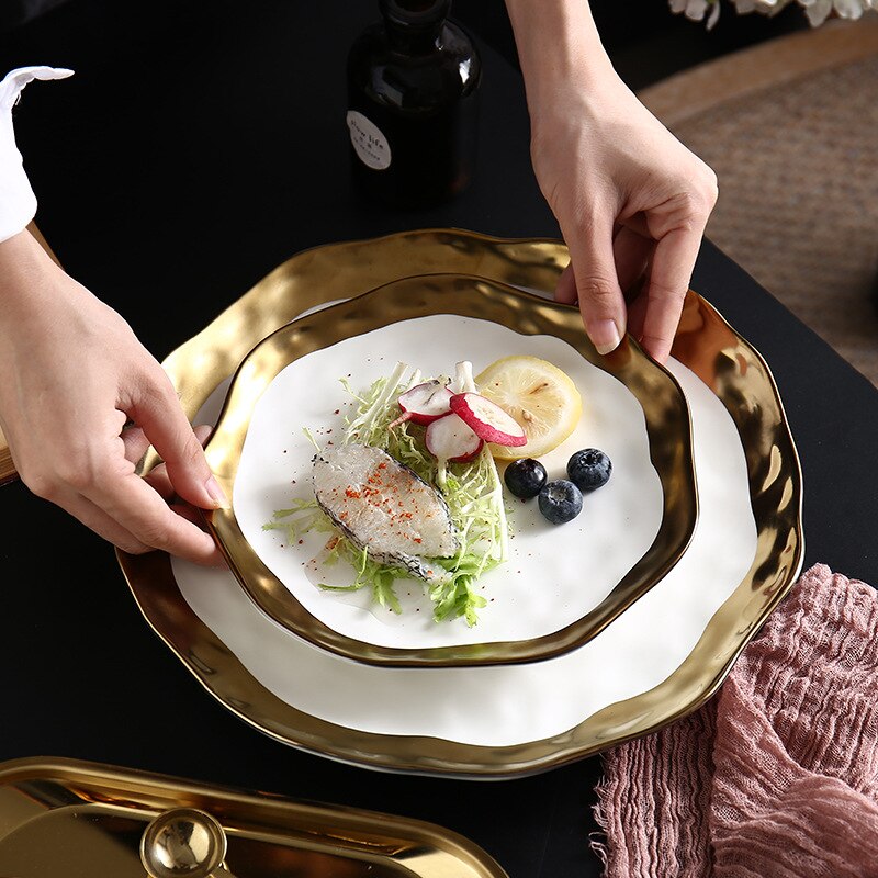 SPLENDID-Ceramic Gold-plated Plate - Andrea's Home