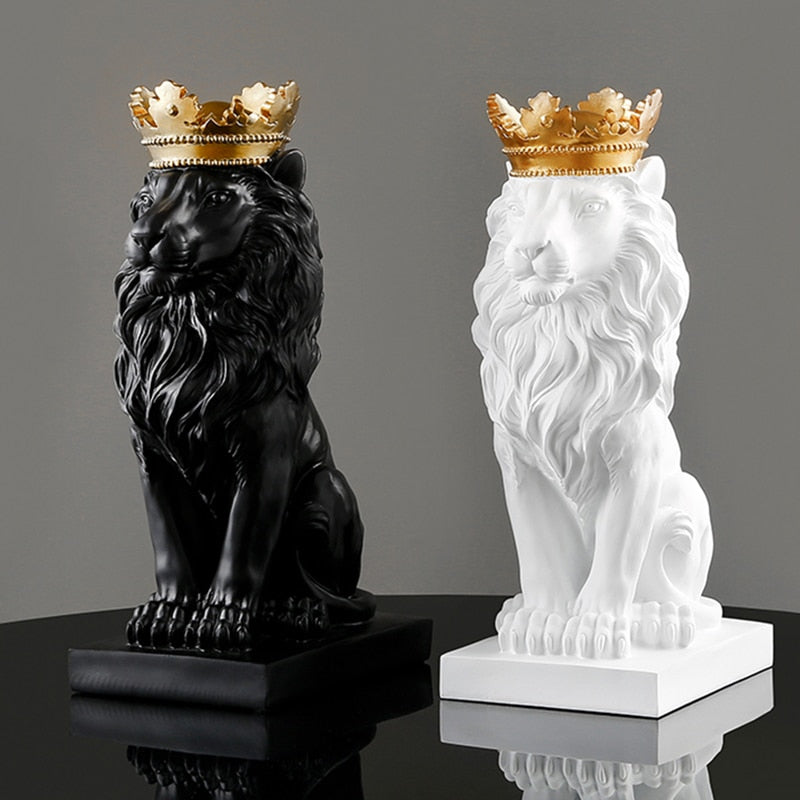 MAJESTY-Lion Head with Crown Statues - Andrea's Home