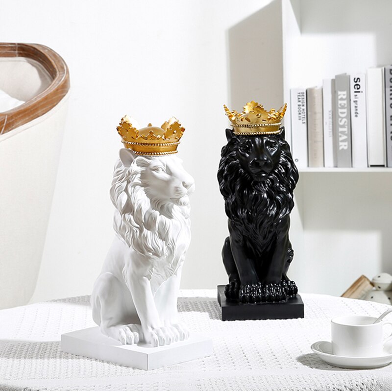 MAJESTY-Lion Head with Crown Statues - Andrea's Home