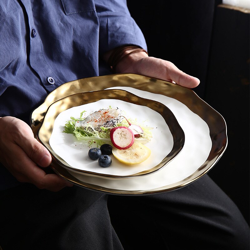 SPLENDID-Ceramic Gold-plated Plate - Andrea's Home