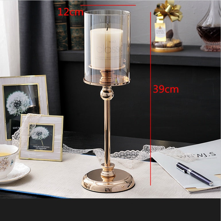 ROMANTICA-Golden Glass Candlestick - Andrea's Home