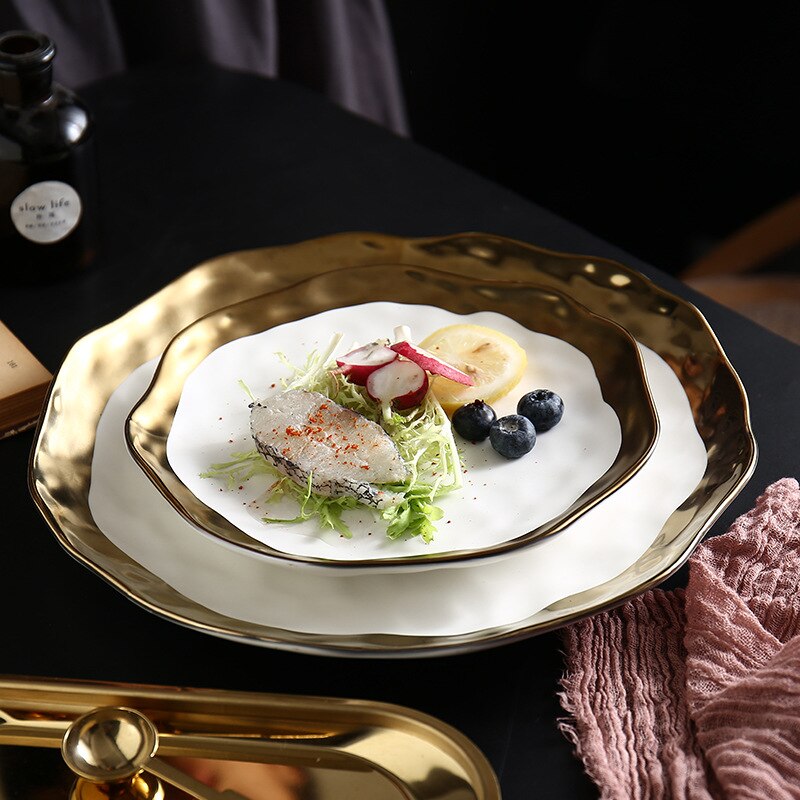 SPLENDID-Ceramic Gold-plated Plate - Andrea's Home