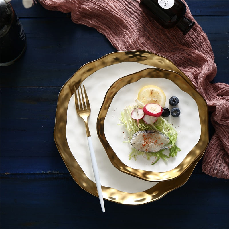 SPLENDID-Ceramic Gold-plated Plate - Andrea's Home