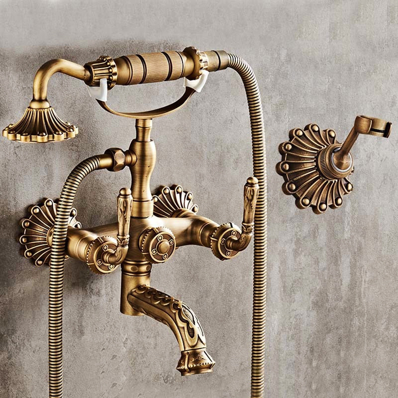 VICTORIA-Antique Brass Bathtub Shower Faucets - Andrea's Home