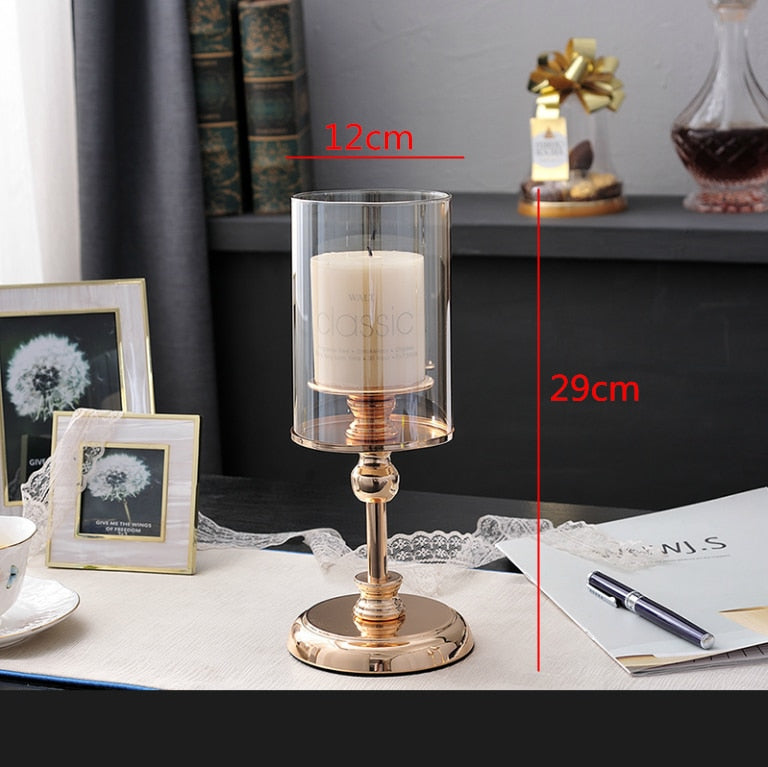 ROMANTICA-Golden Glass Candlestick - Andrea's Home