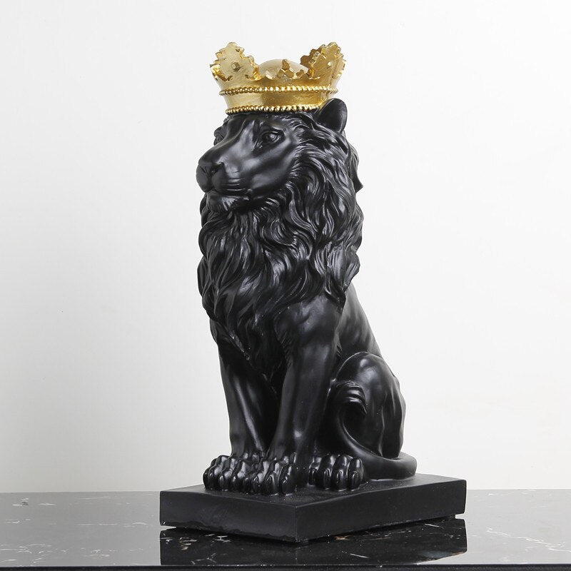 MAJESTY-Lion Head with Crown Statues - Andrea's Home