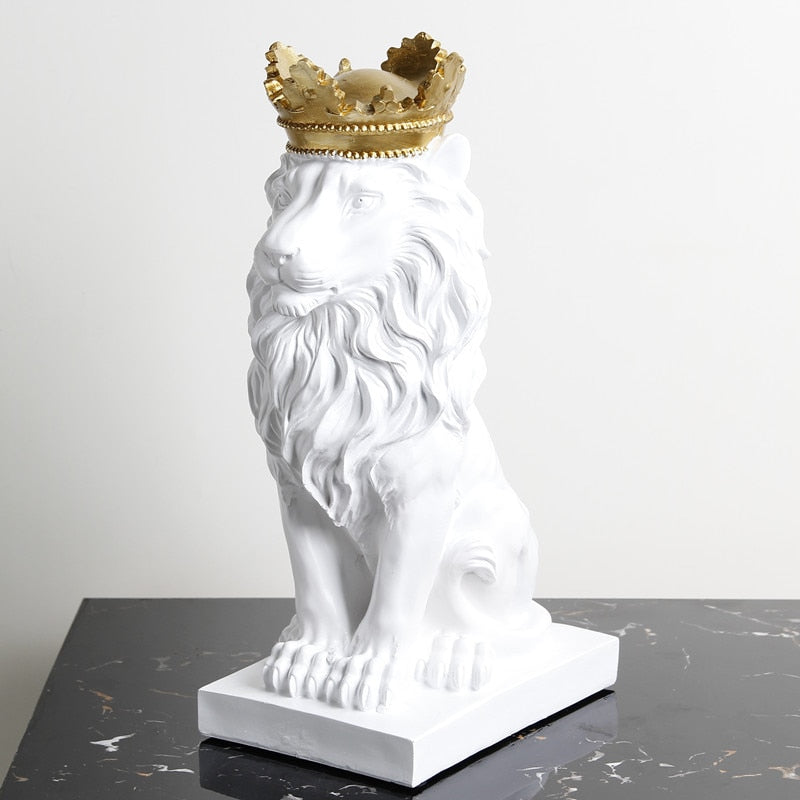 MAJESTY-Lion Head with Crown Statues - Andrea's Home