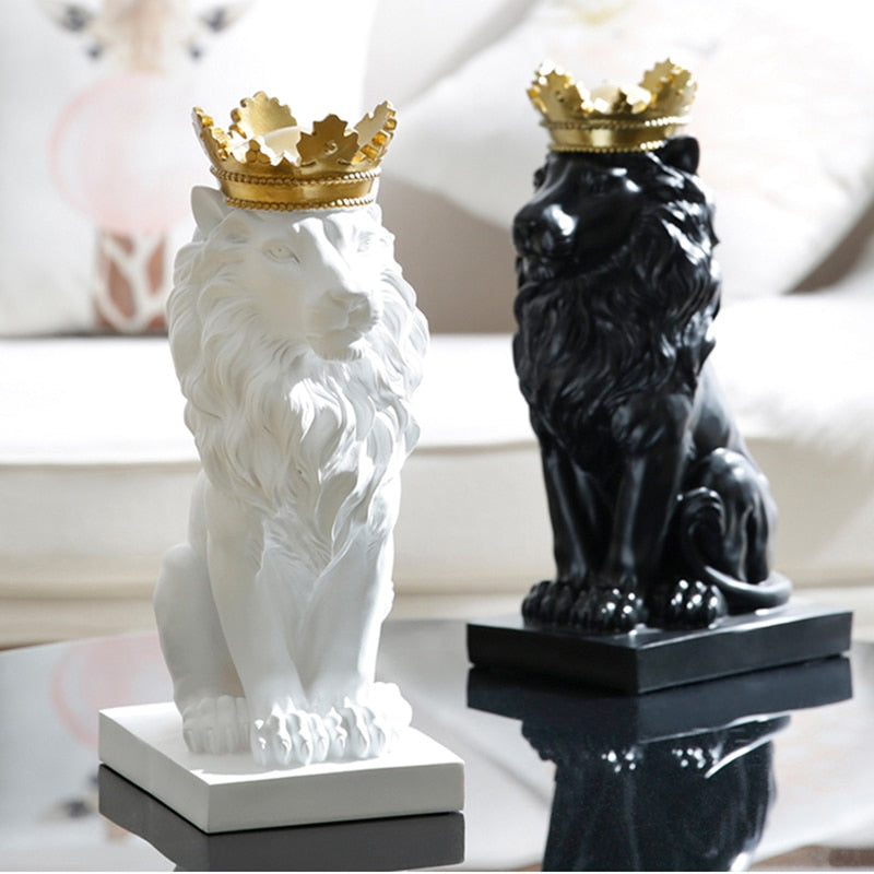 MAJESTY-Lion Head with Crown Statues - Andrea's Home