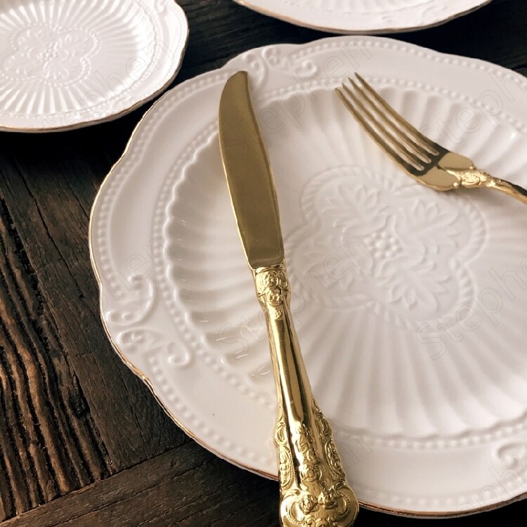 AURORA-Golden Stroke Ceramic Nordic-Style Plates - Andrea's Home