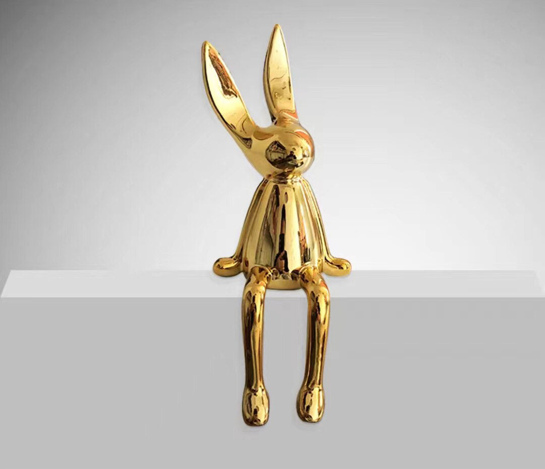 COOLBUNNY-Shiny Resin Rabbit Statue - Andrea's Home