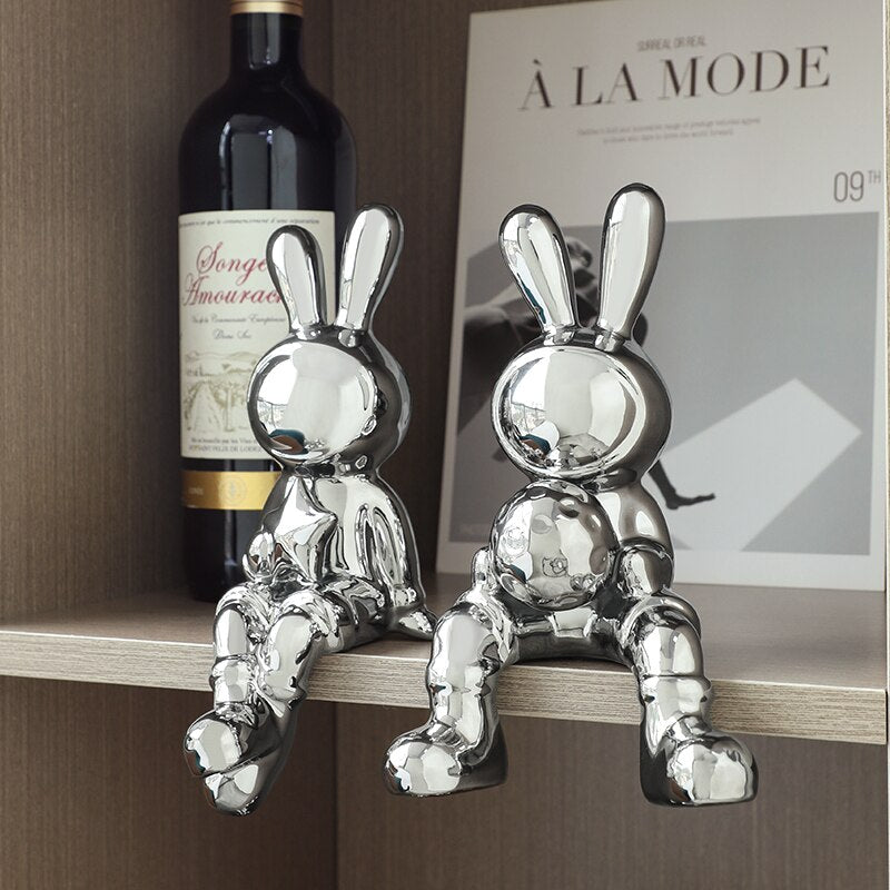 BUNNYLICIOUS-2 PCS Rabbit Figurines - Andrea's Home