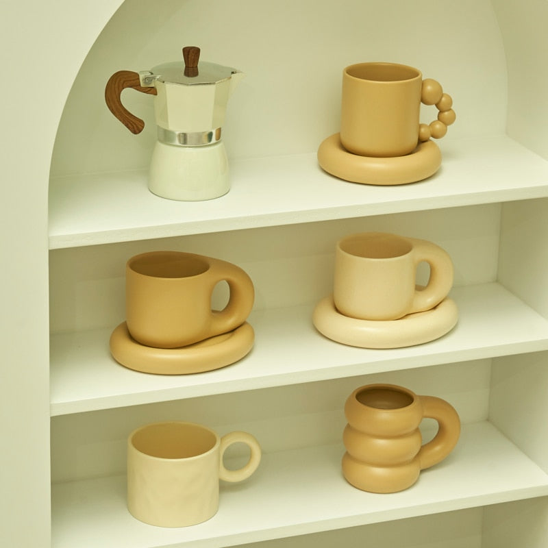 MUGGY-Ceramic Coffee Cup and Saucer Sets - Andrea's Home