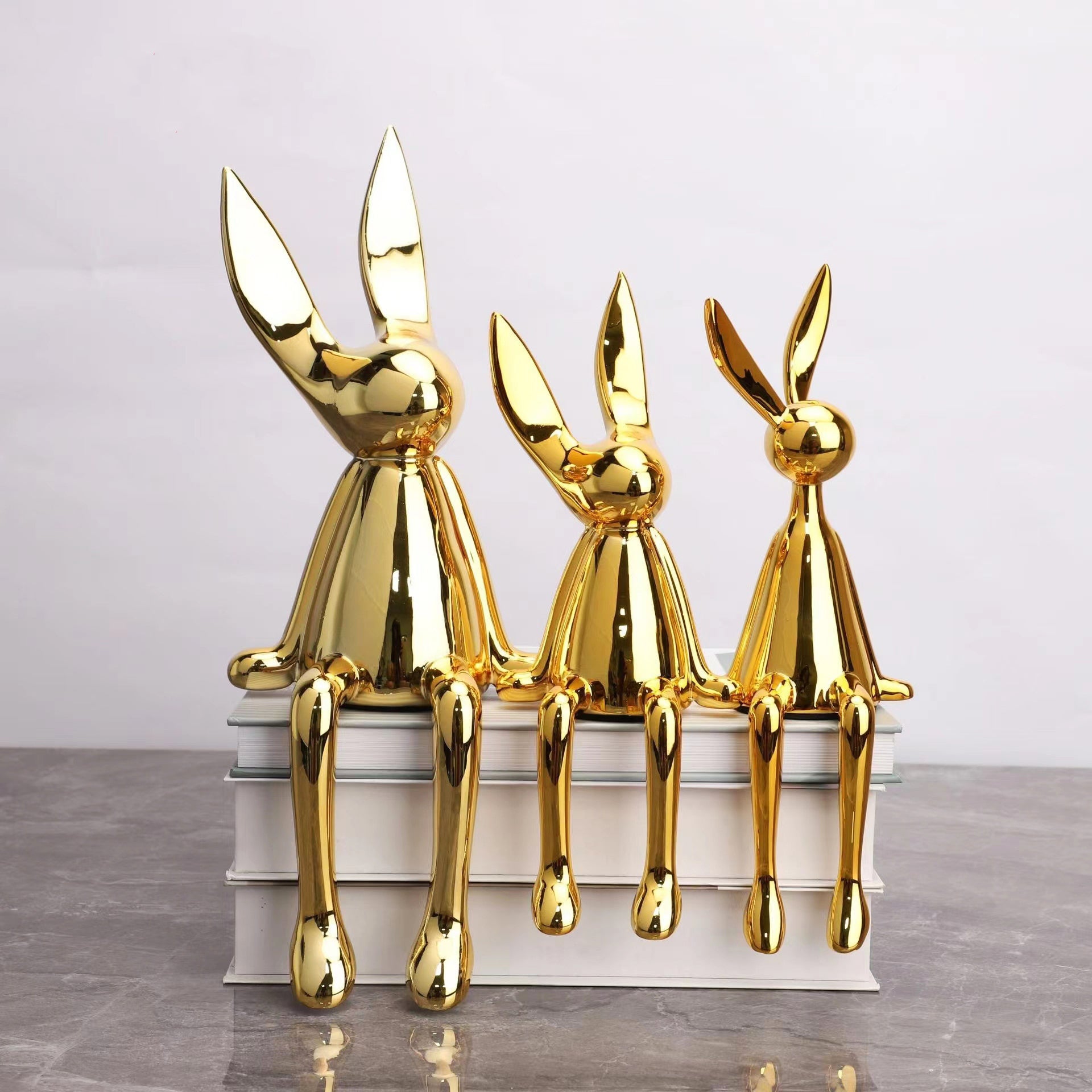 COOLBUNNY-Shiny Resin Rabbit Statue - Andrea's Home