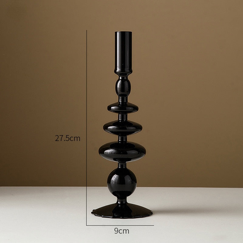 RICA- Black Retro Glass Candle Holders - Andrea's Home