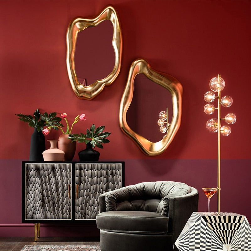 GOLDIE-Hanging Irregular Gold Decorative Mirror - Andrea's Home