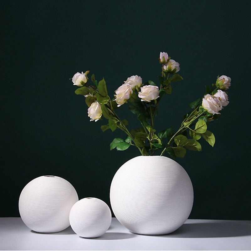 BIANCO-White ball Ceramic Vase - Andrea's Home