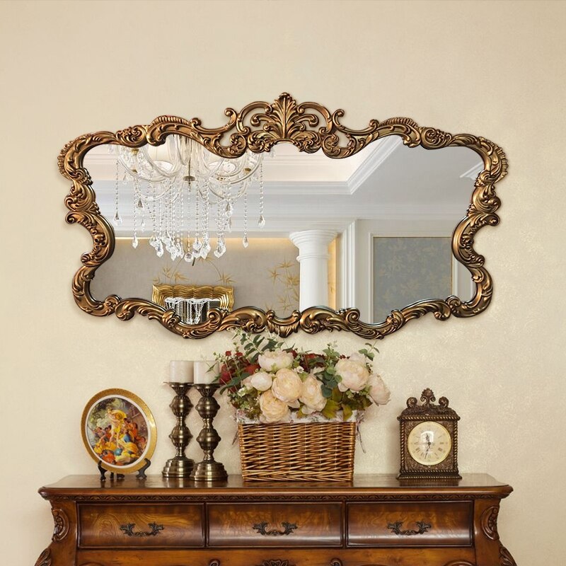 GLAMOUR-Vintage Gold Large Wall Decorative Mirror - Andrea's Home