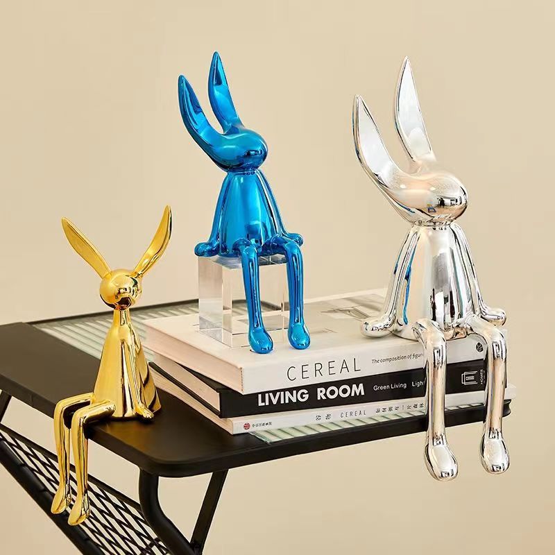 COOLBUNNY-Shiny Resin Rabbit Statue - Andrea's Home