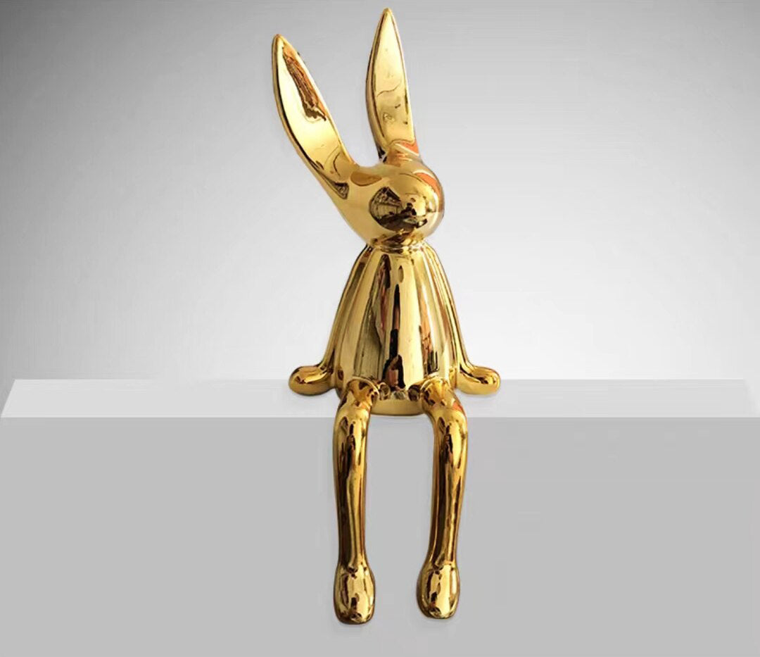 COOLBUNNY-Shiny Resin Rabbit Statue - Andrea's Home