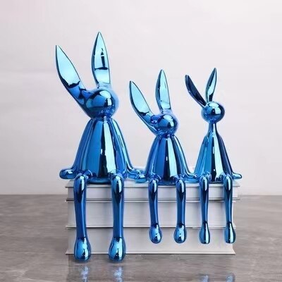 COOLBUNNY-Shiny Resin Rabbit Statue - Andrea's Home