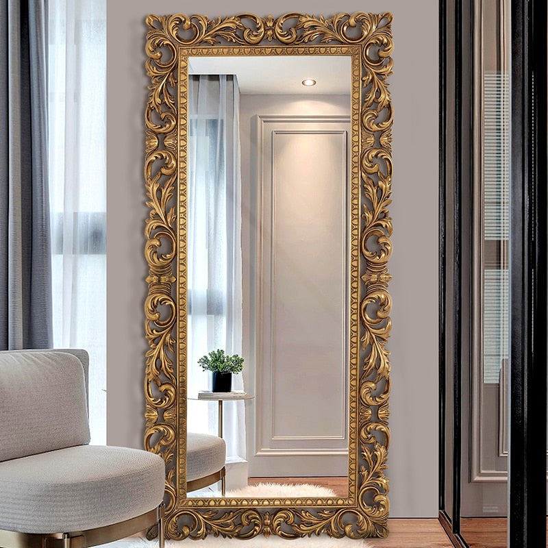 LILA-Large Standing Antique Gold Mirror - Andrea's Home