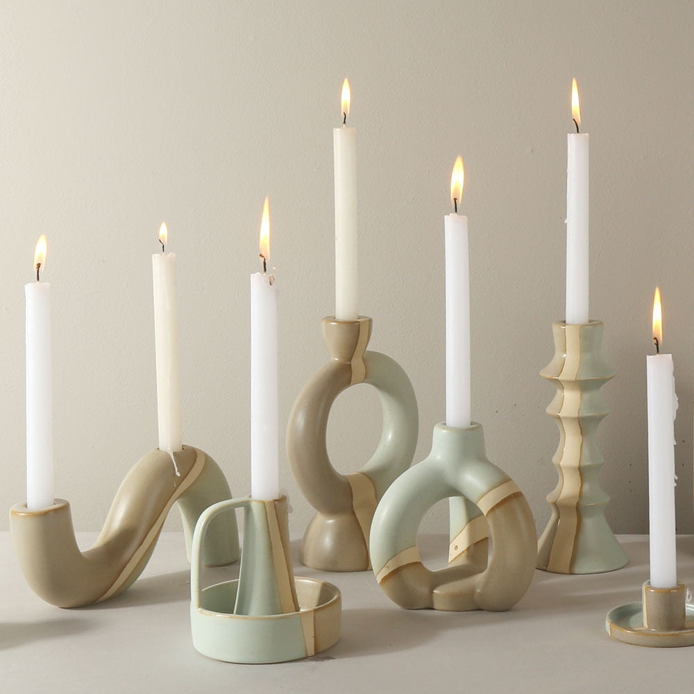 FLAME-Modern Ceramic Candlestick Holder - Andrea's Home