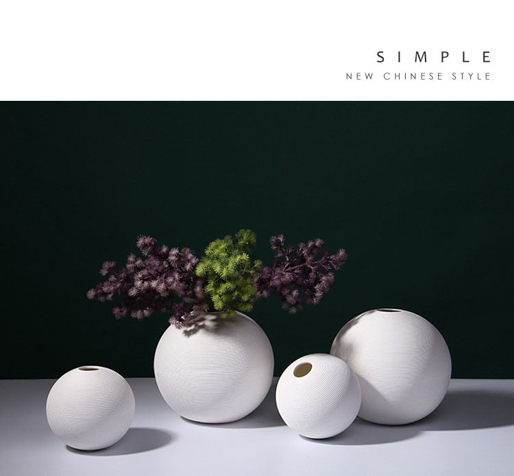 BIANCO-White ball Ceramic Vase - Andrea's Home