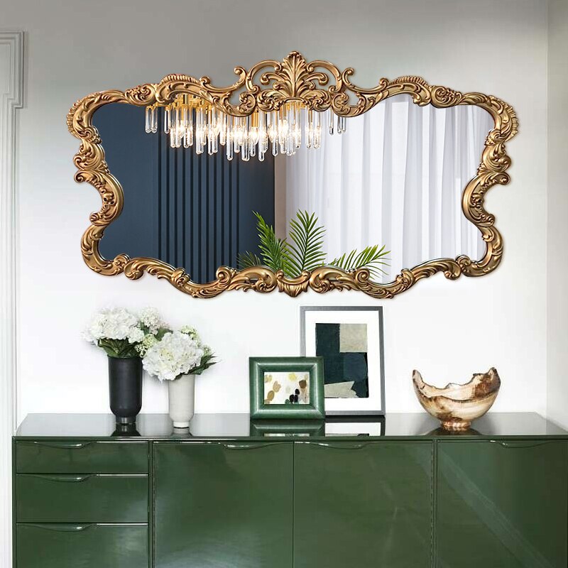 GLAMOUR-Vintage Gold Large Wall Decorative Mirror - Andrea's Home