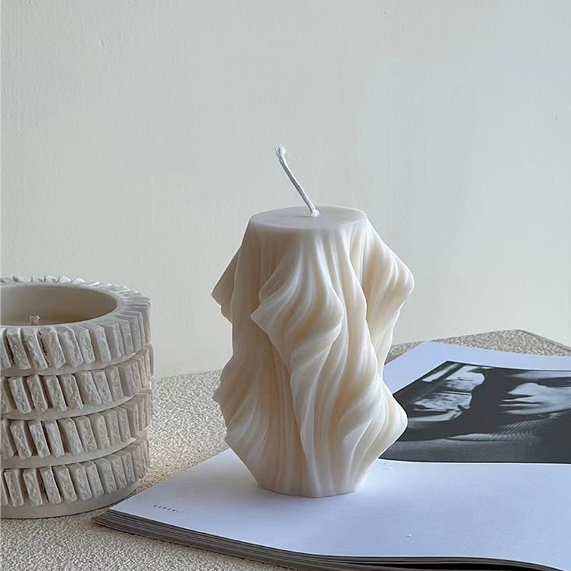 FLOW-Decorative Geometric Wave Scented Candle - Andrea's Home