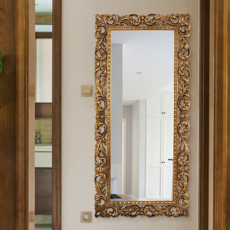 LILA-Large Standing Antique Gold Mirror - Andrea's Home