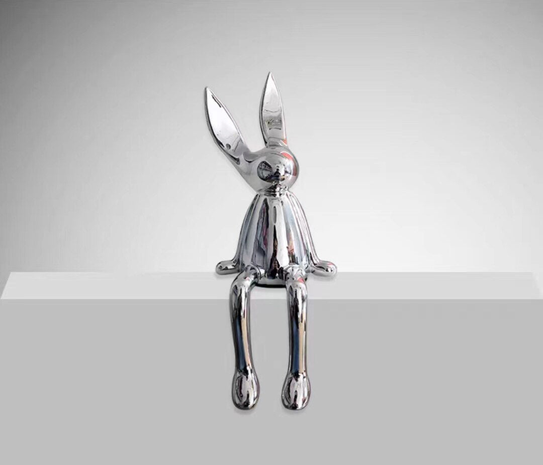 COOLBUNNY-Shiny Resin Rabbit Statue - Andrea's Home