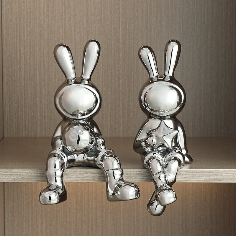 BUNNYLICIOUS-2 PCS Rabbit Figurines - Andrea's Home