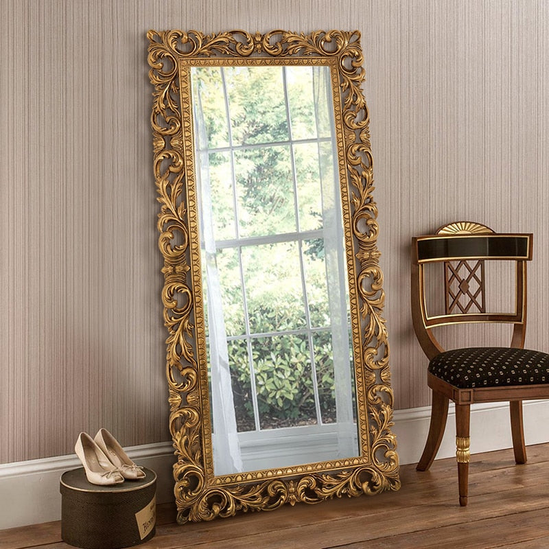 LILA-Large Standing Antique Gold Mirror - Andrea's Home