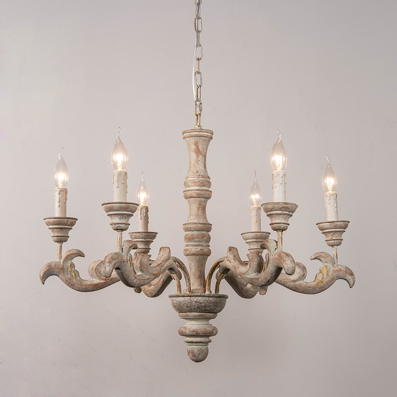 LUSTRE-French pastoral wooden chandelier - Andrea's Home