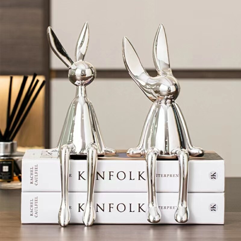 COOLBUNNY-Shiny Resin Rabbit Statue - Andrea's Home