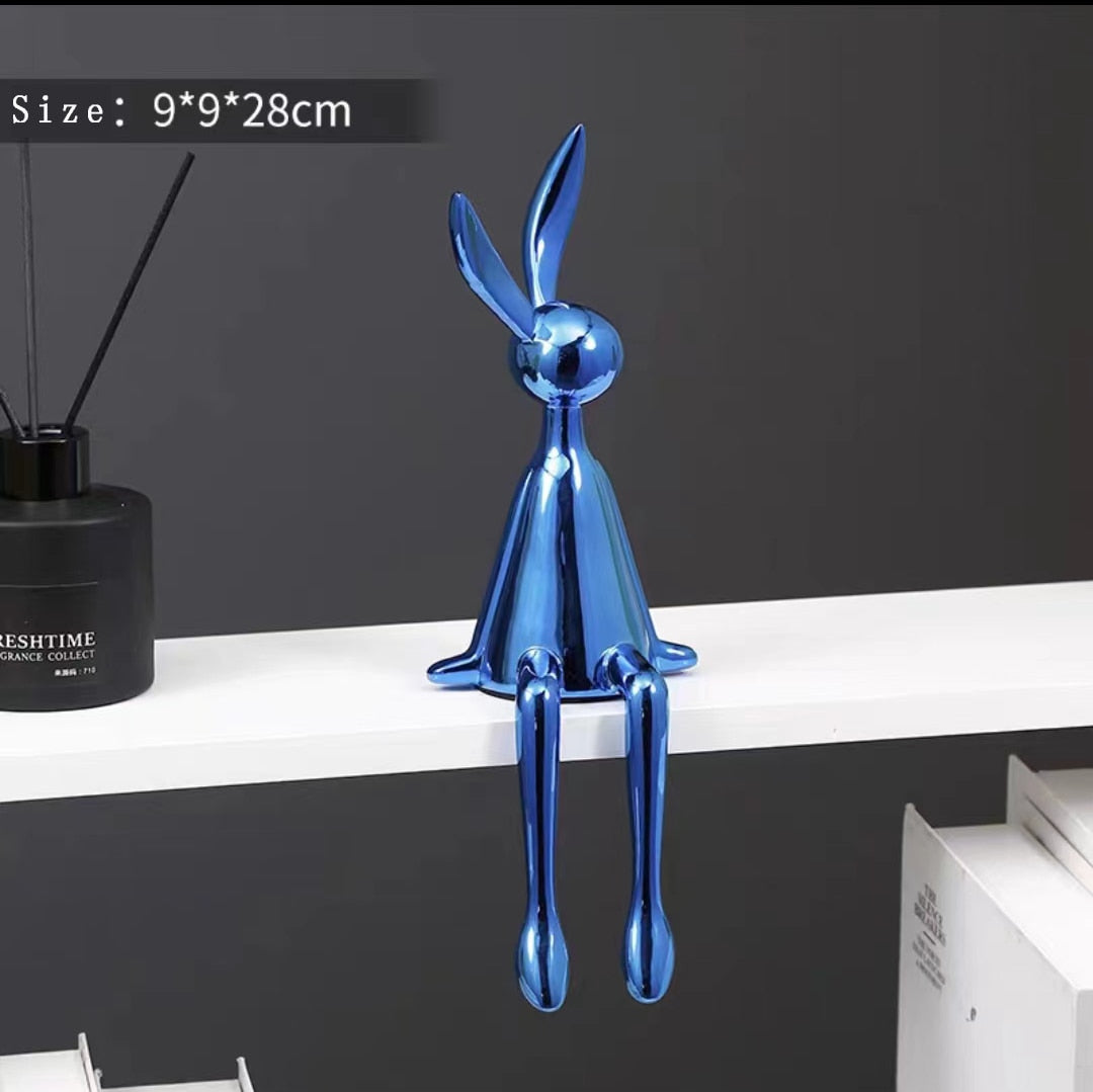 COOLBUNNY-Shiny Resin Rabbit Statue - Andrea's Home