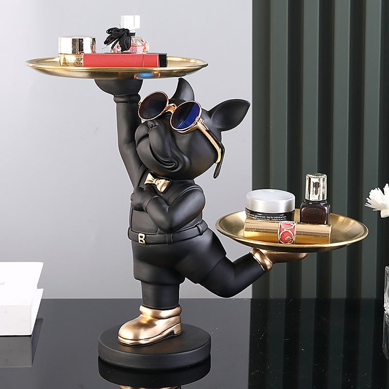 CONCIERGE-Standing French Bulldog Butler with Tray - Andrea's Home